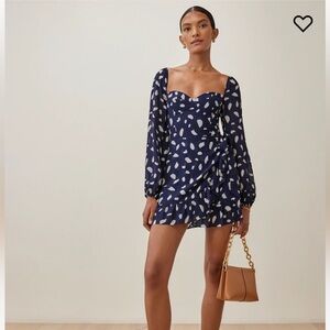 Reformation Cammi Dress size 0 blue splatter